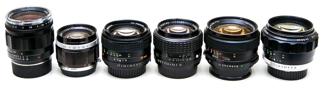 Six fast f1.2 lenses around 50mm